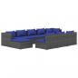 Preview: 10-tlg. Garten-Lounge-Set mit Kissen Grau Poly Rattan