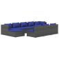Preview: 10-tlg. Garten-Lounge-Set mit Kissen Grau Poly Rattan
