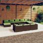 Preview: ARDEBO.de - 11-tlg. Garten-Lounge-Set mit Kissen Braun Poly Rattan