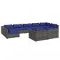 Preview: 9-tlg. Garten-Lounge-Set mit Kissen Grau Poly Rattan