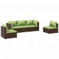 Preview: 5-tlg. Garten-Lounge-Set mit Kissen Poly Rattan Braun
