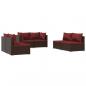 Preview: 6-tlg. Garten-Lounge-Set mit Kissen Poly Rattan Braun
