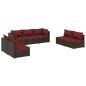 Preview: 7-tlg. Garten-Lounge-Set mit Kissen Poly Rattan Braun