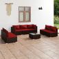 Preview: ARDEBO.de - 8-tlg. Garten-Lounge-Set mit Kissen Poly Rattan Braun