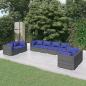 Preview: ARDEBO.de - 8-tlg. Garten-Lounge-Set mit Kissen Poly Rattan Grau
