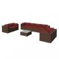 Preview: 9-tlg. Garten-Lounge-Set mit Kissen Poly Rattan Braun