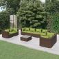 Preview: ARDEBO.de - 9-tlg. Garten-Lounge-Set mit Kissen Poly Rattan Braun