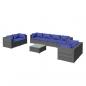 Preview: 9-tlg. Garten-Lounge-Set mit Kissen Poly Rattan Grau