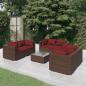 Preview: ARDEBO.de - 7-tlg. Garten-Lounge-Set mit Kissen Poly Rattan Braun
