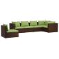Preview: 6-tlg. Garten-Lounge-Set mit Auflagen Poly Rattan Braun