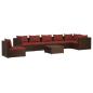 Preview: 8-tlg. Garten-Lounge-Set mit Kissen Poly Rattan Braun