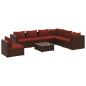 Preview: 8-tlg. Garten-Lounge-Set mit Kissen Poly Rattan Braun