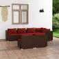 Preview: ARDEBO.de - 7-tlg. Garten-Lounge-Set mit Kissen Braun Poly Rattan