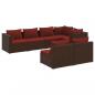 Preview: 7-tlg. Garten-Lounge-Set mit Kissen Braun Poly Rattan