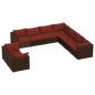 Preview: 9-tlg. Garten-Lounge-Set mit Kissen Braun Poly Rattan