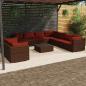 Preview: ARDEBO.de - 10-tlg. Garten-Lounge-Set mit Kissen Braun Poly Rattan