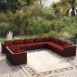 Preview: ARDEBO.de - 10-tlg. Garten-Lounge-Set mit Kissen Braun Poly Rattan