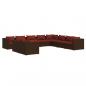 Preview: 10-tlg. Garten-Lounge-Set mit Kissen Braun Poly Rattan