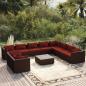 Preview: ARDEBO.de - 11-tlg. Garten-Lounge-Set mit Kissen Braun Poly Rattan