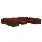 Preview: 11-tlg. Garten-Lounge-Set mit Kissen Braun Poly Rattan