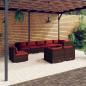 Preview: ARDEBO.de - 9-tlg. Garten-Lounge-Set mit Kissen Poly Rattan Braun