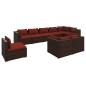 Preview: 9-tlg. Garten-Lounge-Set mit Kissen Poly Rattan Braun
