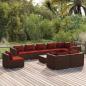Preview: ARDEBO.de - 10-tlg. Garten-Lounge-Set mit Kissen Poly Rattan Braun