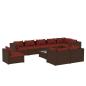 Preview: 10-tlg. Garten-Lounge-Set mit Kissen Poly Rattan Braun