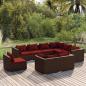 Preview: ARDEBO.de - 9-tlg. Garten-Lounge-Set mit Kissen Poly Rattan Braun