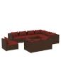 Preview: 9-tlg. Garten-Lounge-Set mit Kissen Poly Rattan Braun