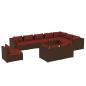 Preview: 10-tlg. Garten-Lounge-Set mit Kissen Poly Rattan Braun