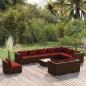 Preview: ARDEBO.de - 11-tlg. Garten-Lounge-Set mit Kissen Poly Rattan Braun