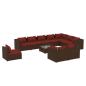 Preview: 11-tlg. Garten-Lounge-Set mit Kissen Poly Rattan Braun