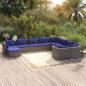 Preview: ARDEBO.de - 10-tlg. Garten-Lounge-Set mit Kissen Poly Rattan Grau