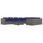 Preview: 9-tlg. Garten-Lounge-Set mit Kissen Poly Rattan Grau