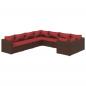 Preview: 8-tlg. Garten-Lounge-Set mit Kissen Poly Rattan Braun