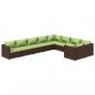 Preview: 9-tlg. Garten-Lounge-Set mit Kissen Poly Rattan Braun
