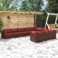 Preview: ARDEBO.de - 10-tlg. Garten-Lounge-Set mit Kissen Poly Rattan Braun