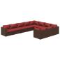 Preview: 10-tlg. Garten-Lounge-Set mit Kissen Poly Rattan Braun