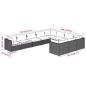 Preview: 10-tlg. Garten-Lounge-Set mit Kissen Poly Rattan Braun