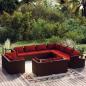 Preview: ARDEBO.de - 11-tlg. Garten-Lounge-Set mit Kissen Braun Poly Rattan