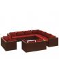 Preview: 11-tlg. Garten-Lounge-Set mit Kissen Braun Poly Rattan