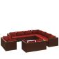 Preview: 11-tlg. Garten-Lounge-Set mit Kissen Braun Poly Rattan