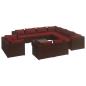 Preview: 12-tlg. Garten-Lounge-Set mit Kissen Braun Poly Rattan