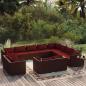 Preview: ARDEBO.de - 12-tlg. Garten-Lounge-Set mit Kissen Braun Poly Rattan