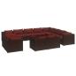 Preview: 12-tlg. Garten-Lounge-Set mit Kissen Braun Poly Rattan