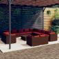 Preview: ARDEBO.de - 14-tlg. Garten-Lounge-Set mit Kissen Braun Poly Rattan