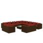 Preview: 14-tlg. Garten-Lounge-Set mit Kissen Braun Poly Rattan
