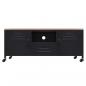 Preview: TV-Schrank Schwarz 110x30x43 cm Eisen und Massivholz Tanne