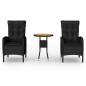 Preview: 3-tlg. Garten-Bistro-Set Poly Rattan Schwarz